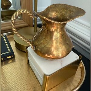 Cute Vintage Brass Pitcher/Vase with twisted handle.